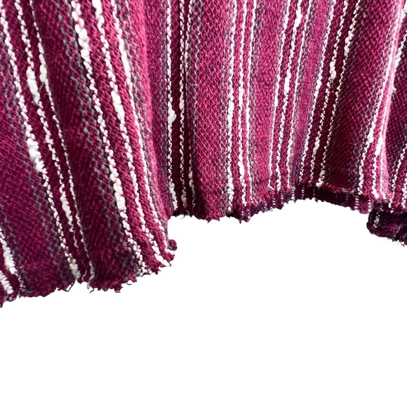 STORIA Cropped Top Size L Crop Long Sleeve Stripes Pullover Round Neck Raw Edge - Picture 8 of 10